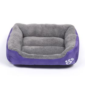 Pet Cushion Mat Square Four Seasons Universal Winter Fleece-lined Warm Dogs And Cats (Option: Purple-S)