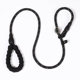 P Chain Pet Hand Holding Rope Reflective Silk Explosion-proof Pet Traction (Option: Black-L Diameter 12mm-1.7M)