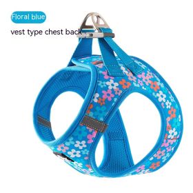 Dog Vest Strap Hand Holding Rope Breathable Lightweight (Option: Floral Blue-M)